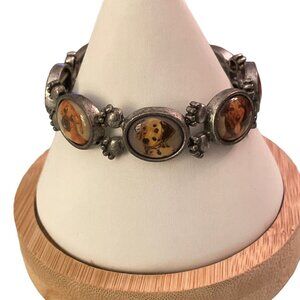 Avon 2003‎ Dog Adorable Pets Stretch Bracelet Pewter Look With Dog Paws Puppies